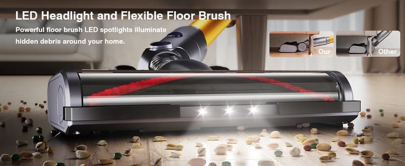 Cordless Vacuum Cleaner, 580W 50Kpa Powerful Stick Vacuum, Up to 70Mins Rechargeable Battery, Vacuum Cleaners for Home Anti-Tangled Lightweight Handheld for Hardwood Floor, Carpets, Pet Hair