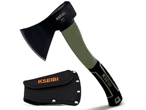 KSEIBI Wood Axe, Small Outdoor Camp Hatchet for Splitting and Kindling Wood, Forged Steel Blade with Anti-Slip and Shock Reduction Handle Great Throwing Axes and Hatchets (Modern)