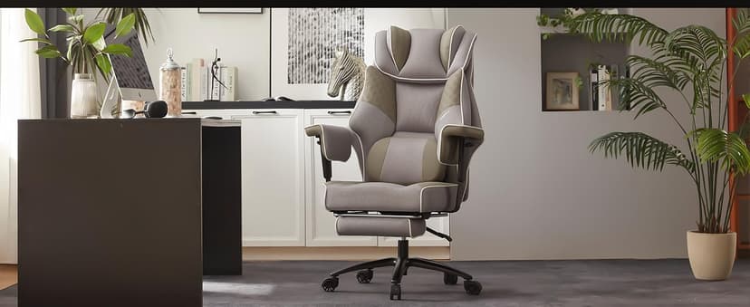 Dowinx Big and Tall Office Chair with Massage Lumbar Support,Executive Office Chair with Wide Thick Seat Cushion and Adjustable Armrest,Mesh Computer Gaming Chairs with Footrest,Grey