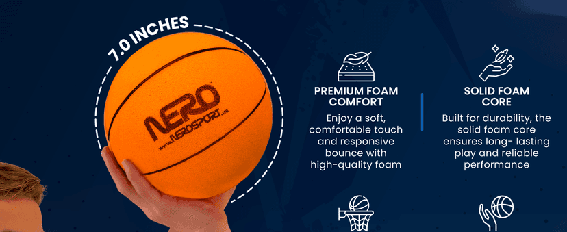 Ninja Silent Basketball- Soft Foam Indoor Hoop Play | Soundless Ball for Quiet Dribbling and Indoor Training