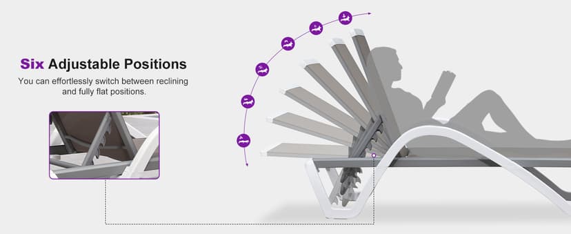 PURPLE LEAF Patio Chaise Lounge Chair Set of 3 Outside Aluminum Plastic Stackable Tanning Chairs with Armrests and Side Table for Pool Sunbathing Beach Deck Outdoor Lounger, Taupe