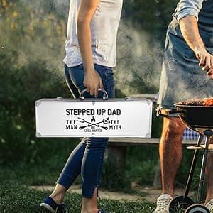 Step Dad Gifts, Fathers Day Step Dad Gifts from Step Daughter Heavy Duty Grilling Accessories Kit for Backyard BBQ, Thick Stainless Steel Grill Utensils with Non-Slip Handle Tool Grilling Gift for Man