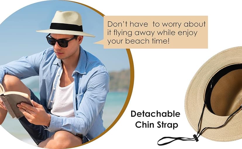 FURTALK Womens Mens Wide Brim Straw Panama Hat Fedora Summer Beach Sun Hats UPF Straw Hat for Women