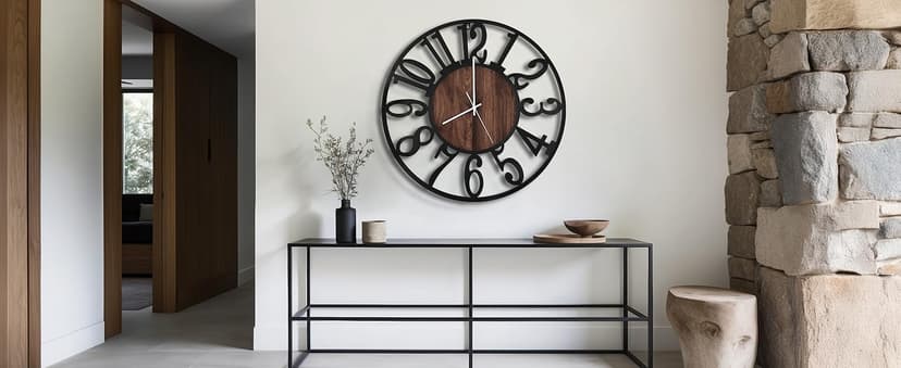 LEIKE Large Wall Clocks with Night Light Battery Operated,Silent Non Ticking,Rustic Modern Big Wood Clock for Living Room, Bedroom,Kitchen,Farmhouse,Office,Home Decor-20 Inch(Black-Arabic Number)