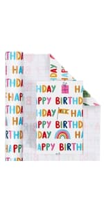 WRAPAHOLIC Reversible Birthday Wrapping Paper - Mini Roll - 17 Inch X 33 Feet - Colorful Balloon with Confetti Design for Birthday, Holiday, Party, Baby Shower B0BJ6V38SZ