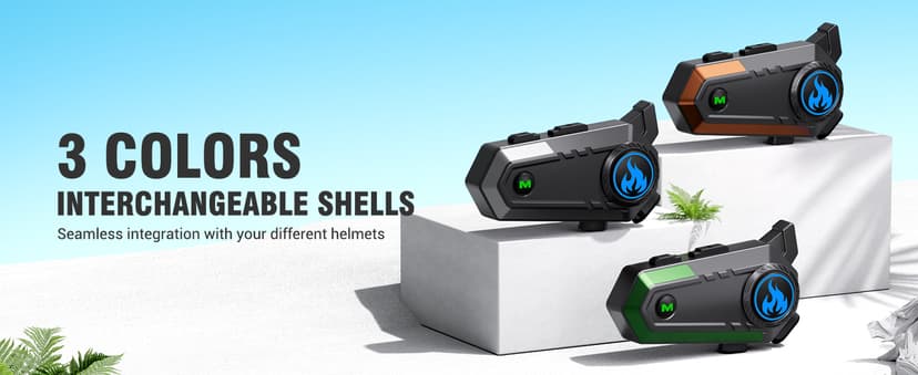 C9 Motorcycle Helmet Bluetooth Headset, V5.4 Helmet Speakers with 2 Type Mics, 2-Way Intercom/Music Sharing/IPX6 Waterproof/Intelligent Noise for Ski/Dirtbike/Snowmobile, Helmet Accessories
