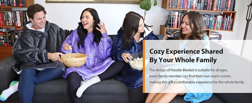 Catalonia Oversized Blanket Hoodie Sweatshirt, Wearable Sherpa Lounging Pullover for Adults Women Men