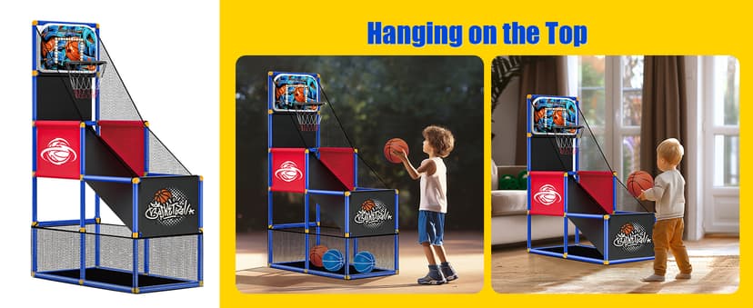 Kids Arcade Basketball Hoop Indoor Outdoor Single Shot Basketball Game for Toddler,Carnival Games Sport Gifts for Boys Girls Ages 3-8 Years Old,Ideal for Competition