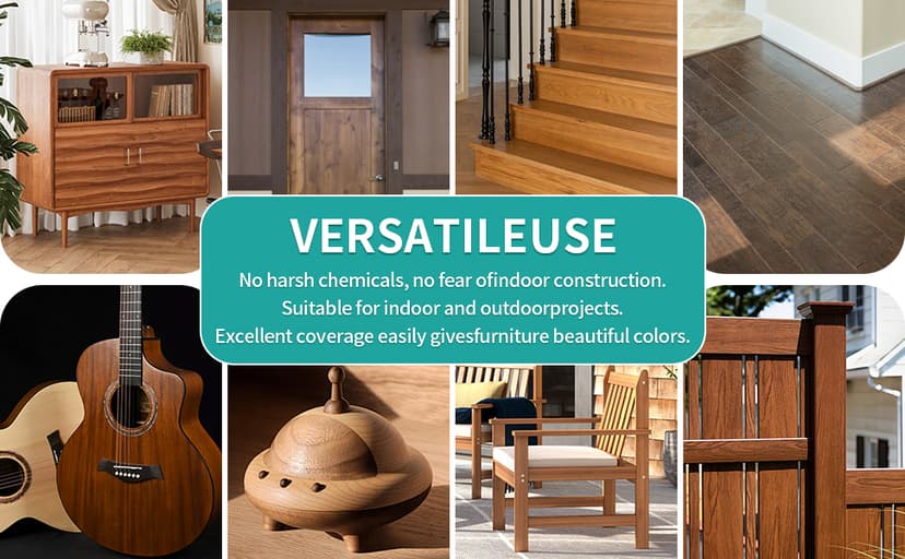 Wood Grain Furniture Paint 10.5oz with Tools - One-step No Need Prime No Need Varnish - Water-based & Low Odor - Outdoor & Indoor Wood Paint for Furniture and More - Teak