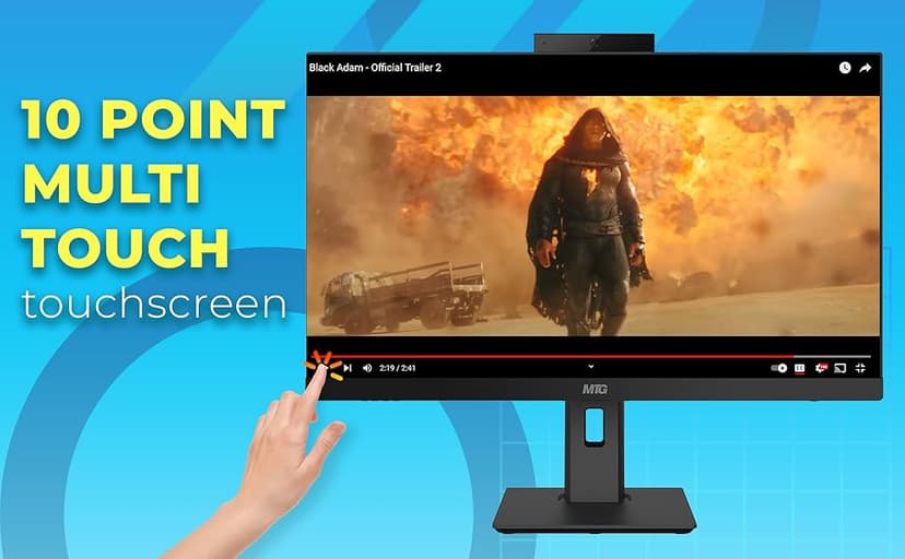 Gaming All in one PC 24 Inch FHD Touchscreen, MTG Yama, Intel Core i5 10th Gen, 16GB RAM, 240GB NVME / 1TB SSD, AMD RX 550 4GB DDR5 Graphics, Webcam, RGB Combo, Windows 11 Home