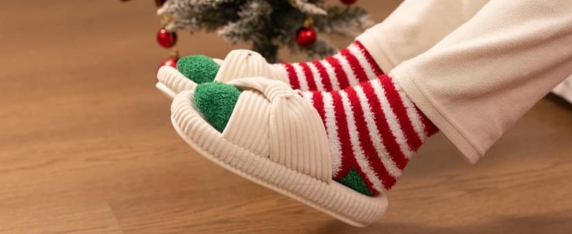 Chantomoo Slippers for Women Memory Foam House Bedroom Corduroy Bow Crossbands Slipper Shoes Comfy Trendy Gift Slippers