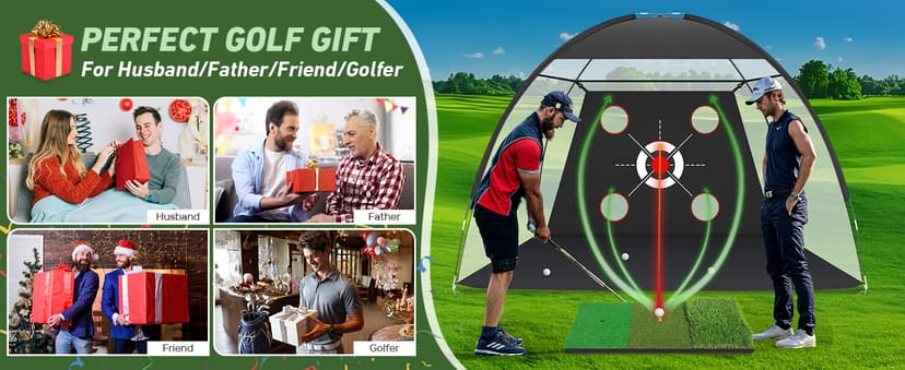 Zensouds Golf Net, 10x7FT with Golf Practice Mat, Hitting Aid Nets for Backyard Driving Chipping Training Swing with Target Outdoor or Indoor– Gifts for Men/Dad/Him