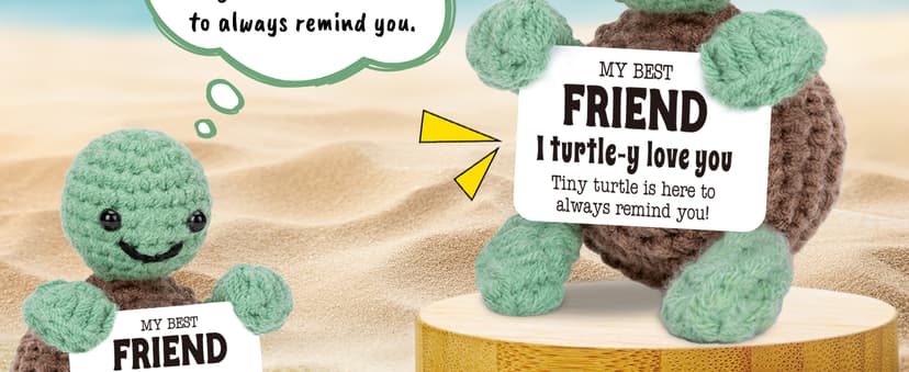Mini Funny Turtle Best Friend Friendship Gifts for Women Men, Birthday Gifts for Friends Female Male Girls, I Love You Small Cute Stuff Things, Handmade Emotional Positive Crochet Turtle