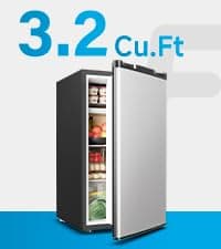 Feelfunn Mini Fridge with Freezer - 3.2 Cu.Ft Single Door Mini Refrigerator with Adjustable Thermostat, Low Noise, Energy Saving, Small Fridge for Bedroom, Apartment, Dorm, Classroom, Office - Silver