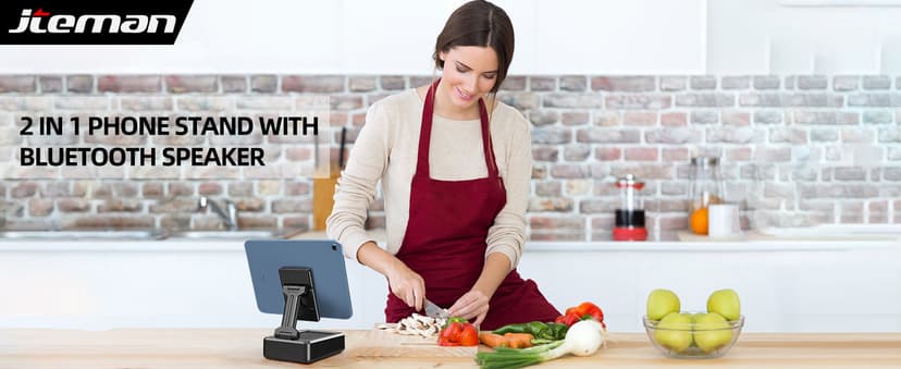 Cell Phone Stand with Wireless Bluetooth Speaker and Anti-Slip Base HD Surround Sound Perfect for Home and Outdoors with Bluetooth Speaker for Desk Compatible with iPhone/ipad/Samsung Galaxy