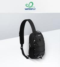 WATERFLY Crossbody Sling Backpack Sling Bag Travel Hiking Chest Bag Daypack (Black)