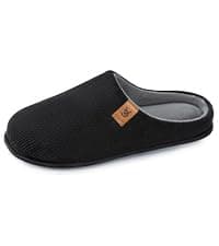 VeraCosy Men's Two-Tone Memory Foam House Slippers Indoor Outdoor Durable Rubber Sole