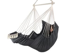 Chihee Hammock Chair Hanging Swing 2 Pillows Included,Strong Webbing Straps and Hooks for Easy Hanging Soft Cotton Hanging Chair Side Pocket Tassel Chair Comfort Indoor Outdoor Brown Stripes