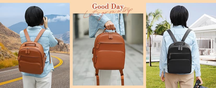 Divvia Small Camera Backpack, Classic PU Leather for DSLR, Professional Camera Bag for Photographers with 11 Inch Pad/Tablet Compartment, 10L Brown