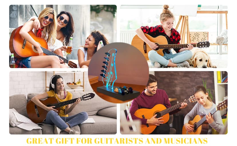 Wooden Guitar Pick Holders Music Gift for Men Guitar Music Lovers Players Guitarist, Guitar Accessories NZNDB Light Up Guitar Pick Holder for Picks Storage and Display B0DFPMTBMF