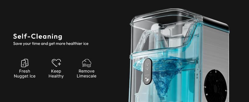 EUHOMY Nugget Ice Maker Countertop, Ready in 7 Mins, 35Lbs/24H Pebble Ice Maker Machine, Self-Cleaning Countertop Sonic Ice Makers with Ice Scoop&Basket, Pellet Ice Maker for Home, Stainless Steel