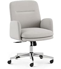 Branch Softside Mid Century Modern Office Chair, Boucle Fabric - Removable Arms with Luxury Cloud-Like Comfort - Adjustable Height - Integrated Lumbar Support - Oatmeal