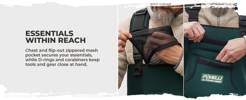 Foxelli Chest Waders, Waterproof 4mm Neoprene Hunting & Fishing Waders for Men & Women with Boots
