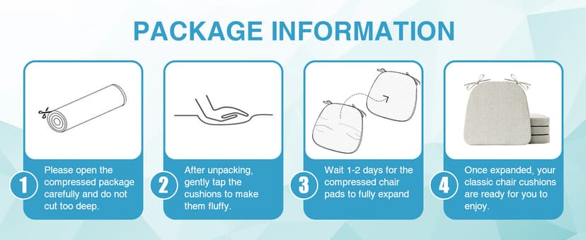 IASEAHK Chair Cushions for Dining Chairs Set of 4, Non Slip Kitchen Chair Pads, 17" x 16" x 2", Indoor Dining Chair Cushions with Ties, D-Shaped Seat Cushions for Kitchen Chairs, Beige