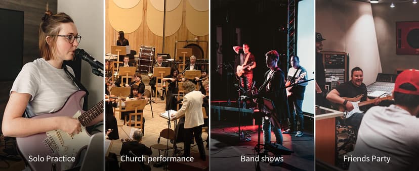 JOYO 5.8GHz Wireless Guitar System Wireless Guitar Transmitter Receiver Rechargeable Audio with 4 Signal Channels for Electric Guitar Bass 20M (JW-02S)