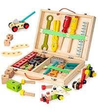 KIDWILL Montessori Pounding Toy for 1 2 Year Olds Wooden Hammering & Activity Board with Xylophone, Number Maze, Pounding Bench Educational Toddler Gift Toys Age 1-3