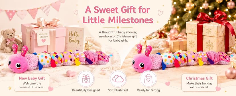 KMUYSL Baby Toys 0-6 6-12 Months, Sensory Music Animal Stuffed Toy for 0 1 2 3 4 5 6+ Months, Plush Toy with Crinkle and Rattles for Infant Newborn, Tummy Time Toys Gifts for 0-3-6-12 Month