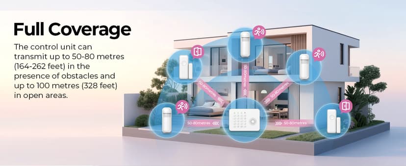 Wireless Home Security System WiFi/4G Home Alarm System with Phone APP Alert | Voice Control | No Subscription Fees | 24/7 Monitoring | Alexa Compatible
