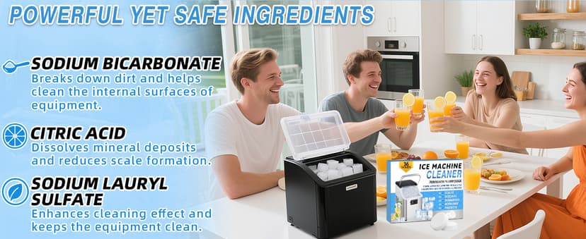Ice Machine Cleaner Tablets Descaler (36 Pack) – Portable Ice Maker Cleaner, Nickel Safe Scale Remover Compatible with Countertop and Nugget Ice Maker, Remove limescale, Odor-Free, Crystal Clear Ice