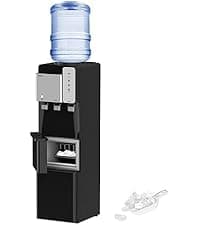 Self Cleaning Hot and Cold Bottom Load Water Cooler Dispenser with Ice Maker 5 Gal Built-in Bullet Ice Maker 22lbs Daily Capacity Black