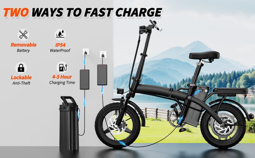 Electric Bike for Adults&Teens,550w Motor | 48V 12V Removable Battery | 23Mph Speed | PAS Mode 35 Miles Range | 14" Foldable E-Bike | Dual Disc Brakes | Ul 2849 Certified | Commuter Mini Bikes