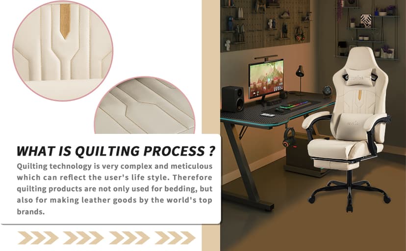 Gaming Chair with Footrest Ergonomic Computer Chair Massage Lumbar Cushion, Racing Video Game Chair Adjustable Rocker Recliner Executive Office Desk Chair Pu Leather for Adults