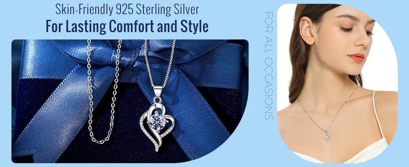 Wedding Anniversary Jewelry Gift for Wife from Husband, Wife Birthday Gift Idea, 1 Carat Moissanite Diamond Pendant Necklace in 925 Sterling Silver with 2 Chains, Romantic and Elegant Present for Her