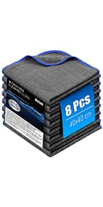 Airlab Microfiber Towels for Cars Wash Drying Thick Plush Cleaning Cloth Auto Detailing Super Absorbent for Interior & Exterior Lint Free, Streak Free, 16" X 16", 800 GSM, Pack of 4