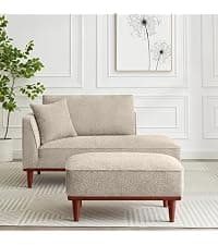 Upholstered Chaise Lounge Indoor for Living Room Bedroom Office Chaise Lounge Sofa:Boucle Fabric Modern Leisure Sofa Recliner Chair Sleeper Indoor (Boucle Cream)