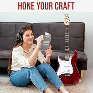LyxPro CS 39” Left Hand Electric Guitar Kit for Beginner, Intermediate & Pro Players with Guitar, Amp Cable, 6 Picks & Learner’s Guide, Solid Wood Body, Volume/Tone Controls, 5-Way Pickup - Red