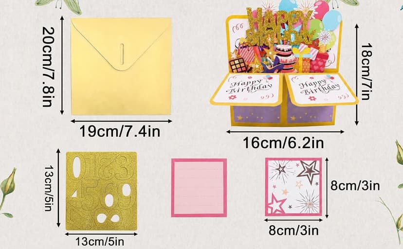 Funny Happy Birthday Pop Up Card, Sweet 3D Birthday Gift Box for Adults and Kids with Envelopes, Unique Handmade Foldable Celebration Cards for Daughter, Son, Mom, Dad, Friend