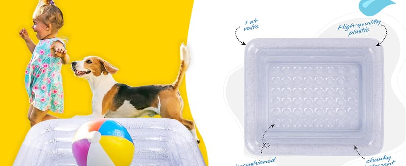 ArtCreativity Sparkly Inflatable Kiddie Pool for Kids 34"x10" - 3 Levels - Transparent Blow Up Baby Pool with Silver Glitter, Easy to Inflate Small Toddler Pools for Outdoor