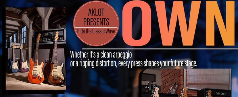 AKLOT Beginner Electric Guitar Kit: 10W Amp, Coil-Split HSS Pickups, Lesson Book, Roasted Maple Neck, Gig Bag, Tuner, Strap, Picks, Stryde Violet Venom