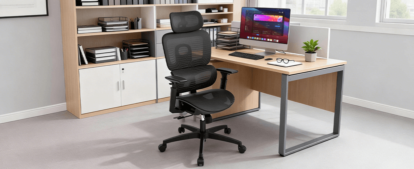 MoNiBloom Ergonomic Office Chair, High Back Mesh Desk Chair with Adjustable Headrest & 3D Armrests, Lumbar Support, 90–145° Recline, Swivel Rolling Computer Chair for Office Conference Room (1)