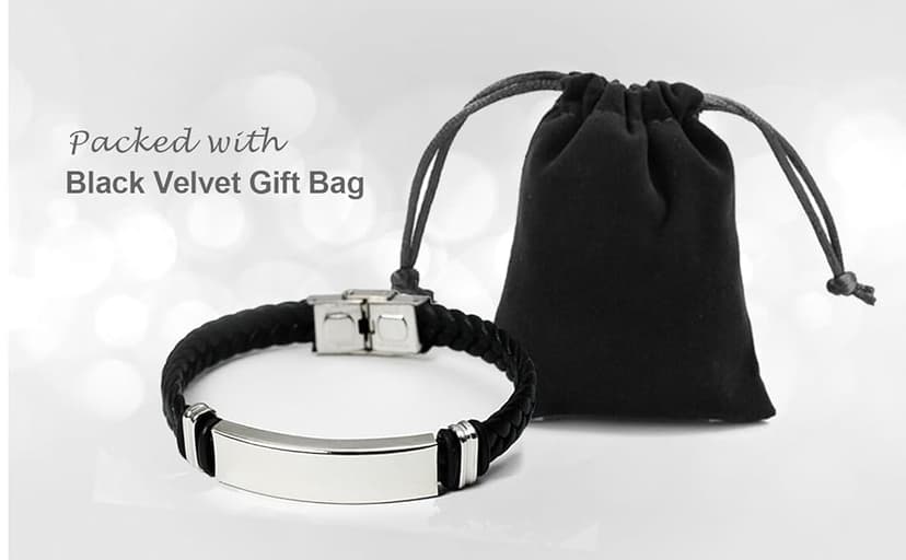 EDSG Mens Bracelet Personalized Custom Bracelets for Men Leather Engraved Bracelet Gift for Boyfriend Husband Dad Bestman Gift for Valentines Day Christmas, Birthday, Wedding, Anniversary, Father's Day