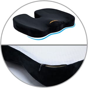 SAIREIDER Office Chair Cushion, Car Seat Cushion, Memory Foam Coccyx Cushion Pads for Tailbone Pain, Sciatica Relief Pillow, Correct Sitting Posture (Black)