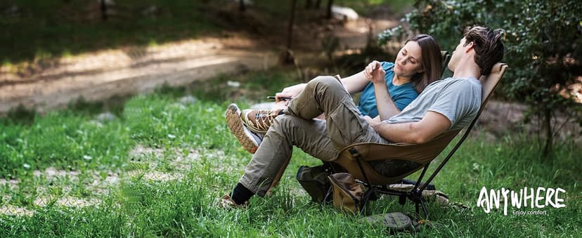 MARCHWAY Lightweight Folding High Back Camping Chair with Head Support, Stable Portable Compact for Outdoor Camp, Travel, Beach, Picnic, Festival, Hiking, Backpacking (Highback Khaki)