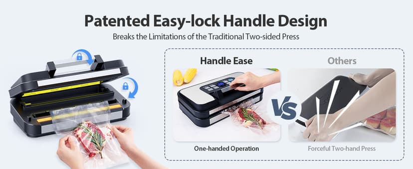 95Kpa Powerful Precision Pro Vacuum Sealer, with Double Heat Seal & Double Pump, Easy-Lock Handle, 10-in-1 Vacuum Sealer Machine for Food with Bags Storage, Built-in Cutter, Stainless Steel