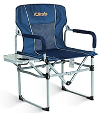 iClimb Ultralight Compact Camping Folding Beach Chair with Anti-Sinking Large Feet and Back Support Webbing (Black - Square Frame)