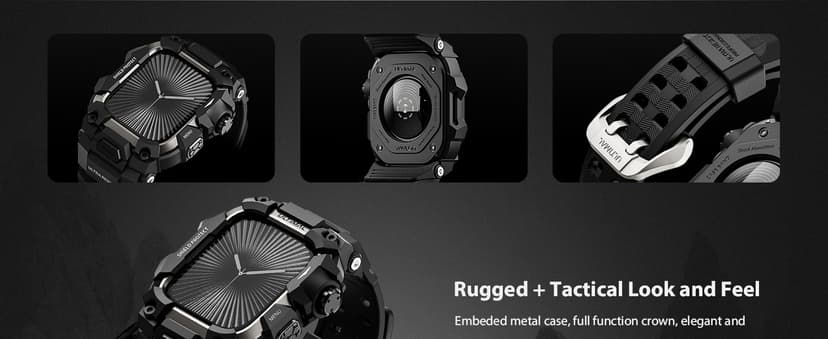 ULTIMAL Rugged Case with Band for Apple Watch 46mm,Compatible with Apple Watch Series 11/10, Military Grade Shockproof Bumper Cover for iWatch Tactical Band Men (Black, 46mm)